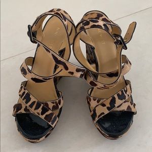 Nine West leopard wedges